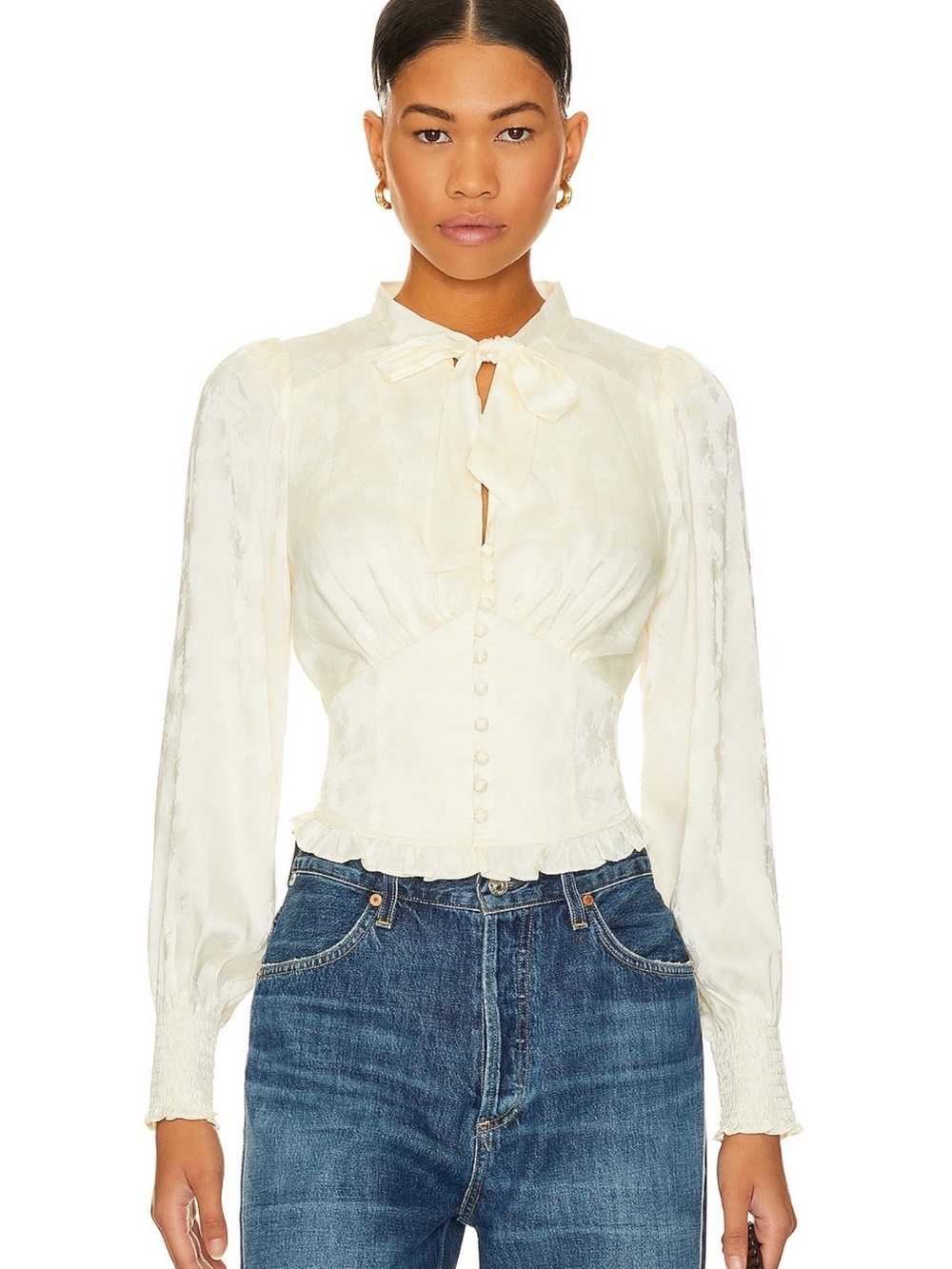 Heartloom | Hallie Top Ivory Satin Corset Blouse | Sz. XL NWOT